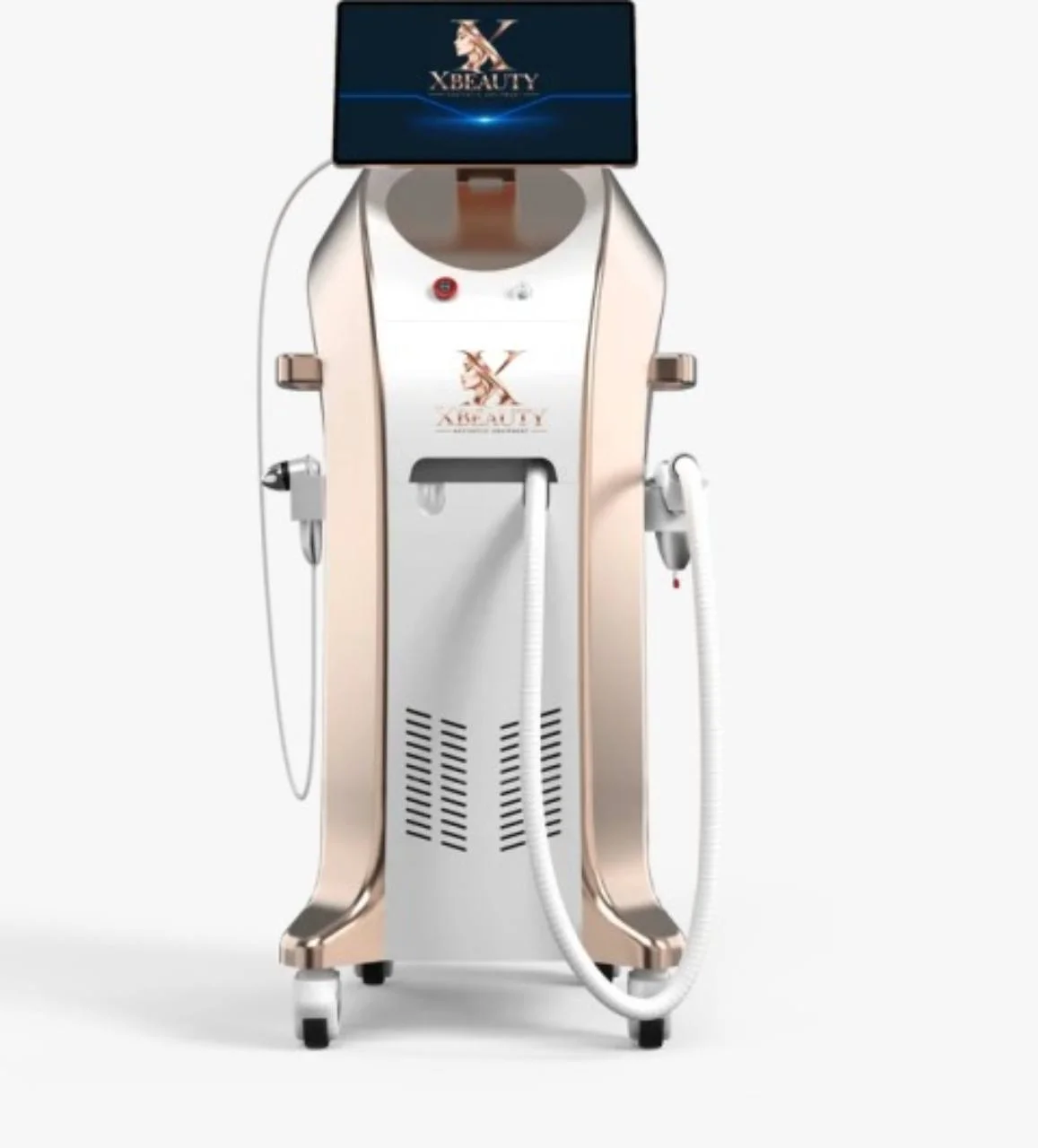 XPower 1800 alb cu accente rose gold — vedere frontală, cu logo XBeauty