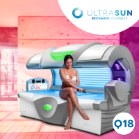 Aparatul de bronzare Ultrasun Q18, oferind un bronz perfect și uniform, cu funcții avansate și design modern, disponibil în culoarea Dream White Metallic.